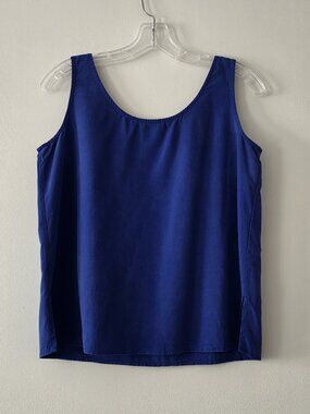 Saks Fifth Avenue Real Clothes 100% Silk Blue Scoop Neck Tank Pullover Sz Small